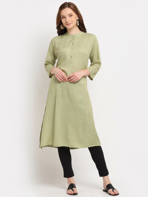 

Aujjessa Women Green A-Line Pocket Kurta