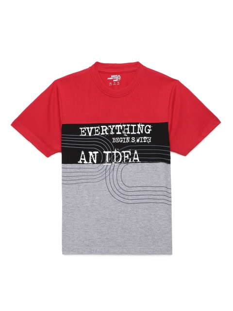 

UNDER FOURTEEN ONLY Boys Red & Grey Colourblocked T-shirt