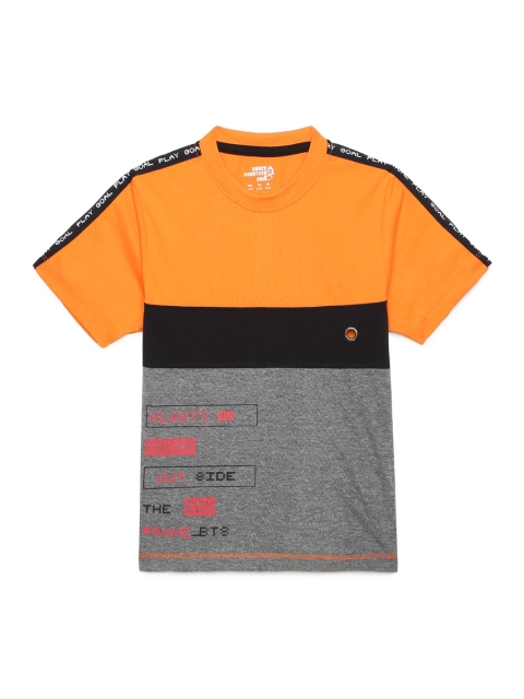 

UNDER FOURTEEN ONLY Boys Orange & Grey Colourblocked T-shirt