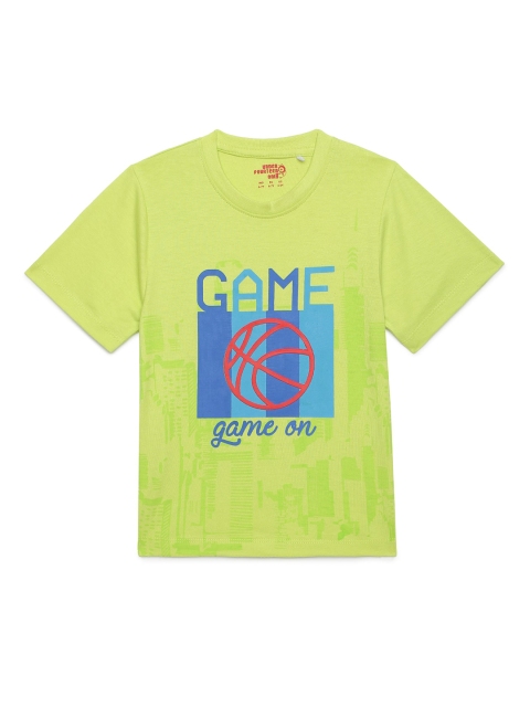 

UNDER FOURTEEN ONLY Boys Green Graphic Printed T-shirt