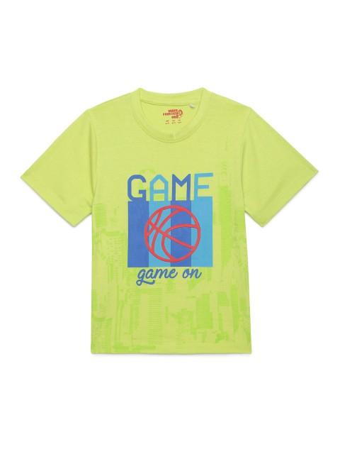 

UNDER FOURTEEN ONLY Boys Green Graphic Printed T-shirt