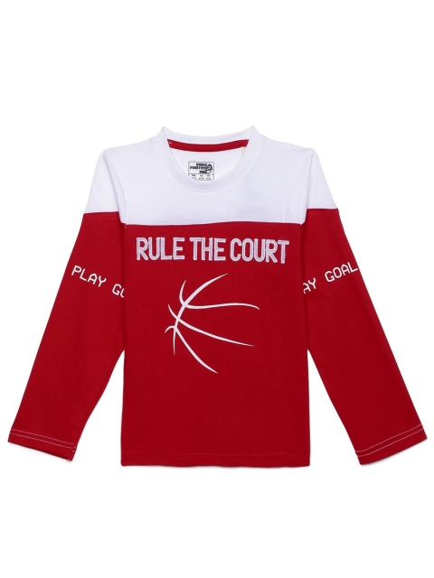 

UNDER FOURTEEN ONLY Boys Red & White Colourblocked Applique T-shirt