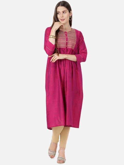 

GOLDSTROMS Women Fuchsia Yoke Design Anarkali Kurta