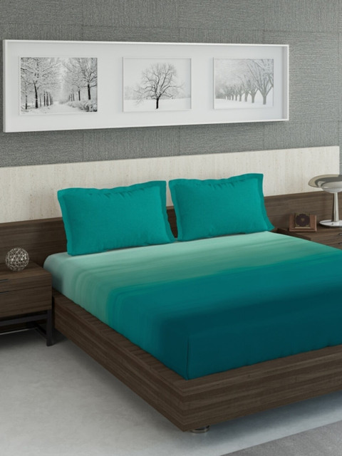 

DDecor Green Ombre 130 TC Queen Bedsheet with 2 Pillow Covers