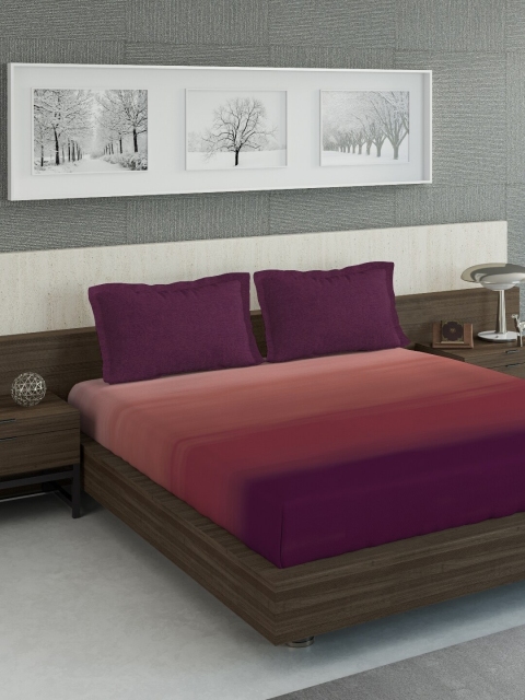 

DDecor Red & Purple Graphic 130 TC Queen Bedsheet with 2 Pillow Covers