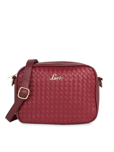 

Lavie Women Red Textured Structured Sling Bag