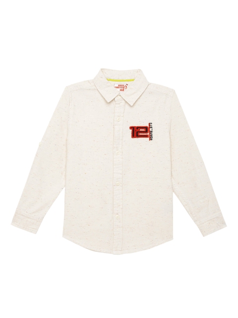 

UNDER FOURTEEN ONLY Boys Off White Casual Shirt