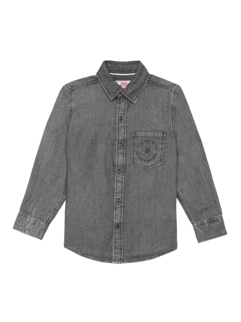 

UNDER FOURTEEN ONLY Boys Black Opaque Casual Shirt