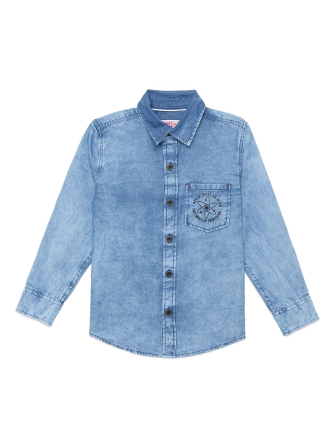 

UNDER FOURTEEN ONLY Boys Blue Faded Denim Shirt