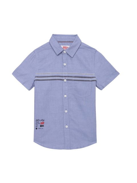 

UNDER FOURTEEN ONLY Boys Blue Multi Stripes Opaque Striped Casual Shirt