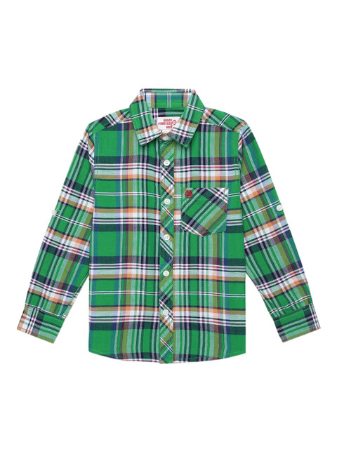

UNDER FOURTEEN ONLY Boys Green Checked Casual Shirt