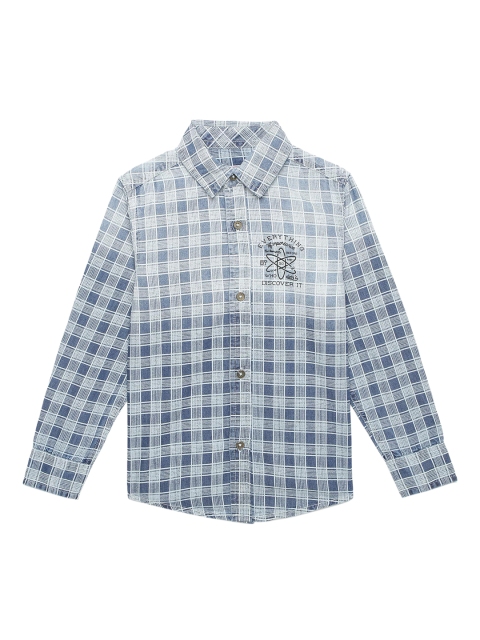 

UNDER FOURTEEN ONLY Boys Blue Opaque Checked Casual Shirt
