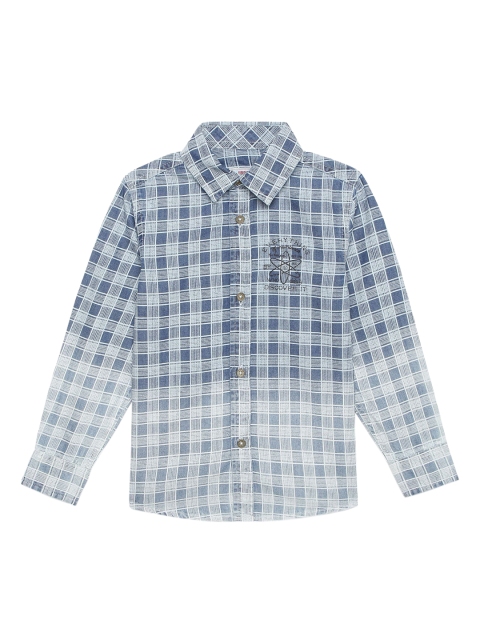 

UNDER FOURTEEN ONLY Boys Navy Blue Checked Casual Shirt