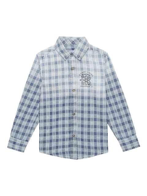 

UNDER FOURTEEN ONLY Boys Blue & White Checked Casual Shirt