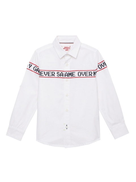 

UNDER FOURTEEN ONLY Boys White Printed Casual Shirt
