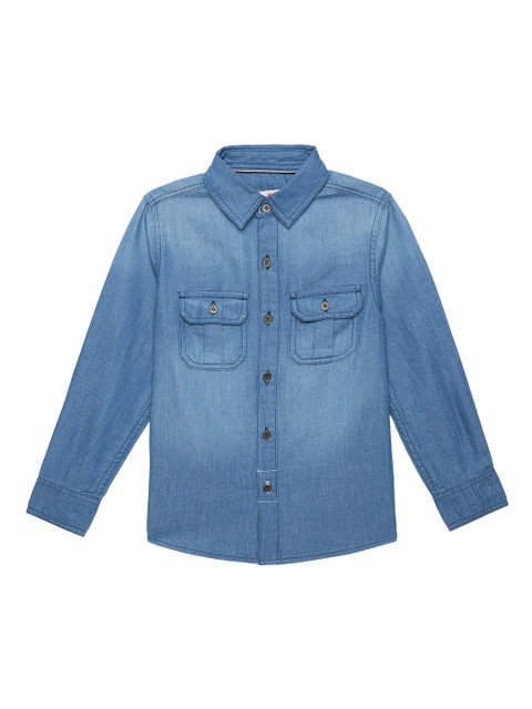 

UNDER FOURTEEN ONLY Boys Navy Blue Opaque Casual Shirt