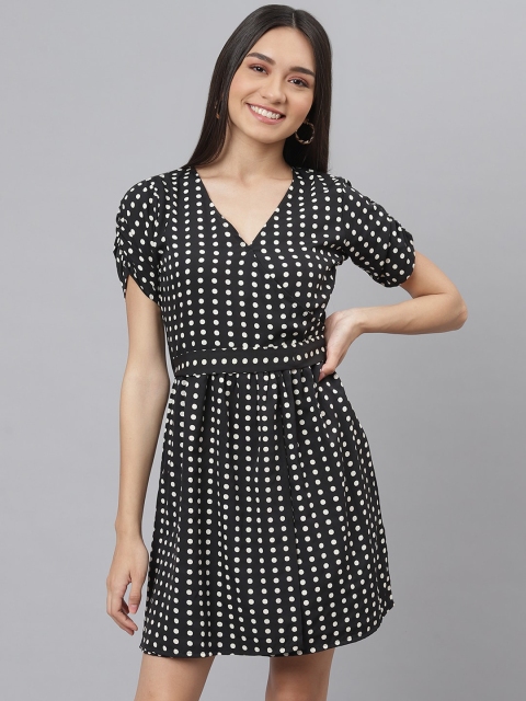 

STALK Black And White Printed Crepe Dress