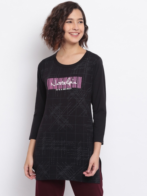 

Duchess Women Black & Pink Printed Lounge T-Shirt