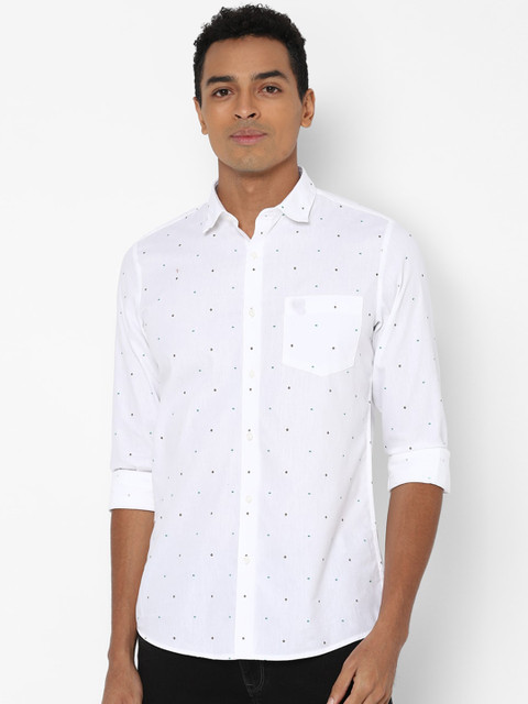 

Allen Solly Men White Slim Fit Opaque Printed Cotton Casual Shirt