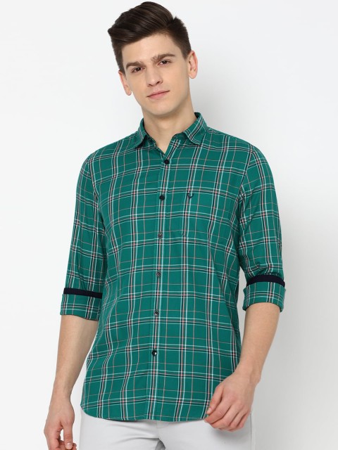 

Allen Solly Men Green Slim Fit Tartan Checks Checked Casual Shirt