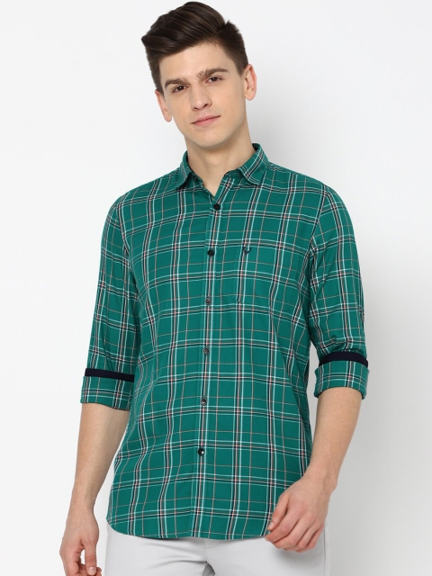

Allen Solly Men Green Slim Fit Tartan Checks Opaque Checked Casual Shirt