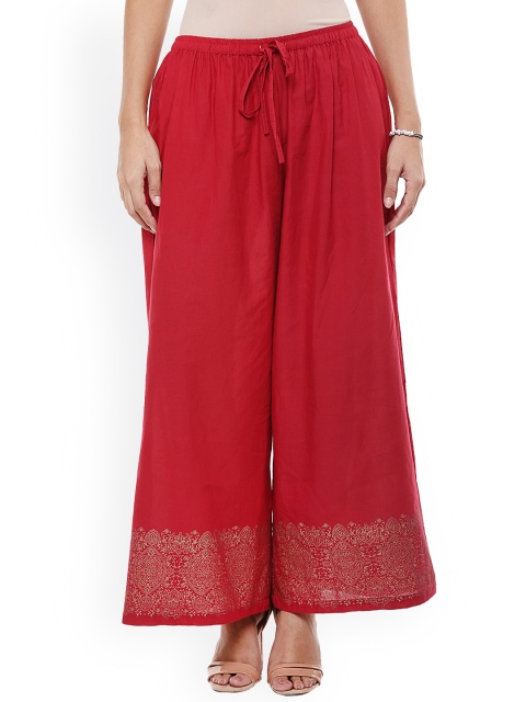 

Bhama Couture Women Red Relaxed Fit Palazzo Trousers