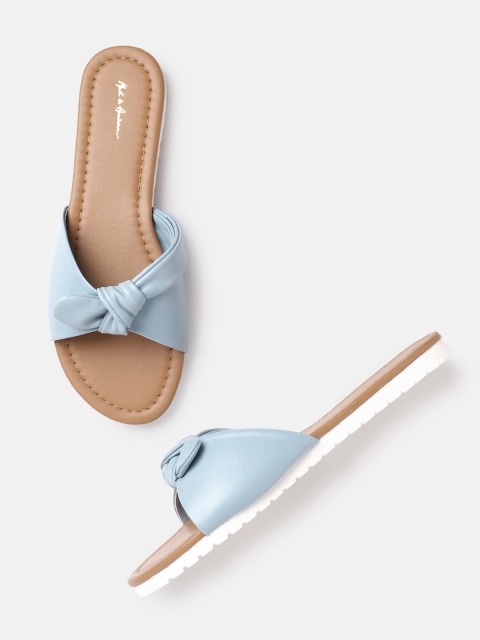 

Mast & Harbour Women Blue Solid Knot Detail Open Toe Flats