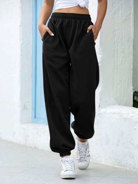 

URBANIC Women Black Solid Relaxed Fit Joggers