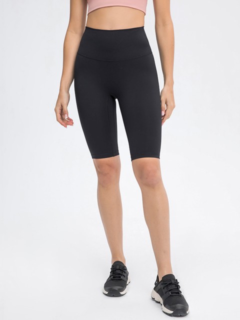

URBANIC Women Black Solid Slim Fit Gym Shorts
