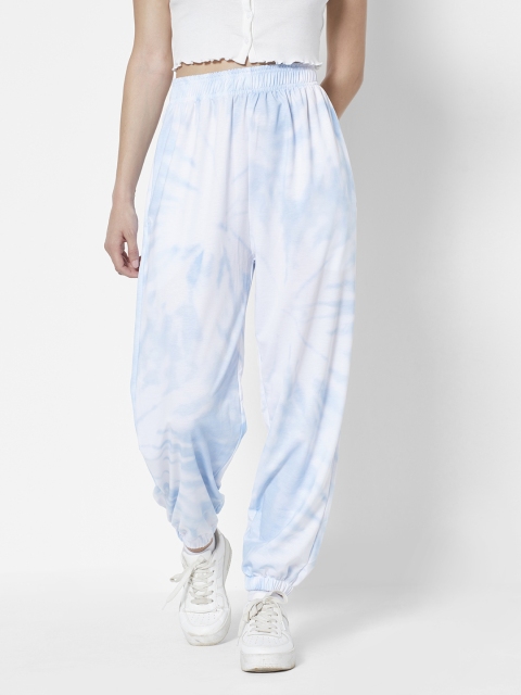 

URBANIC Women White & Blue Dyed Joggers