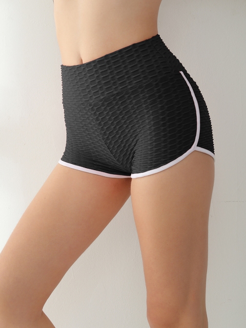 

URBANIC Women Black Self Design Slim Fit Gym Shorts