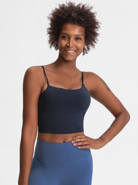 

URBANIC Navy Blue Solid Fitted Crop Top