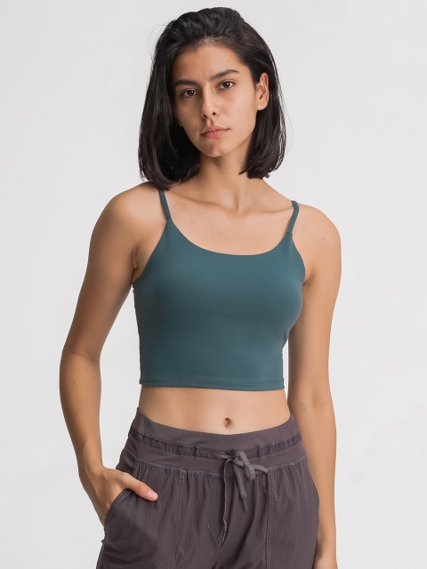 

URBANIC Navy Blue Solid Fitted Crop Top