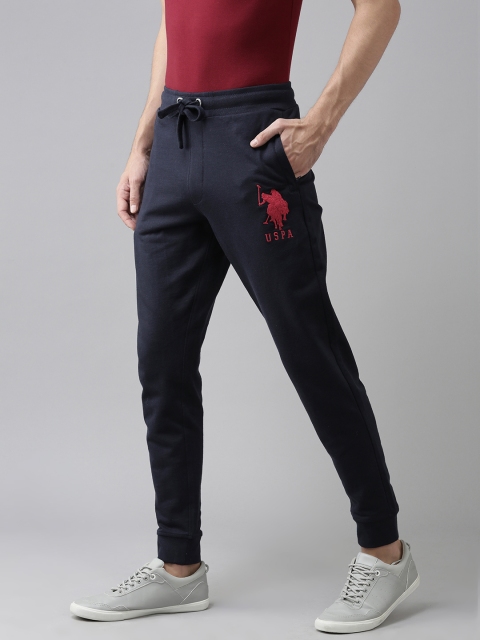 

U.S. Polo Assn. Men Navy Blue Solid Joggers with Brand Logo Embroidery