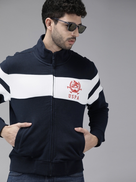

U S Polo Assn Men Navy Blue & White Colourblocked Sweatshirt