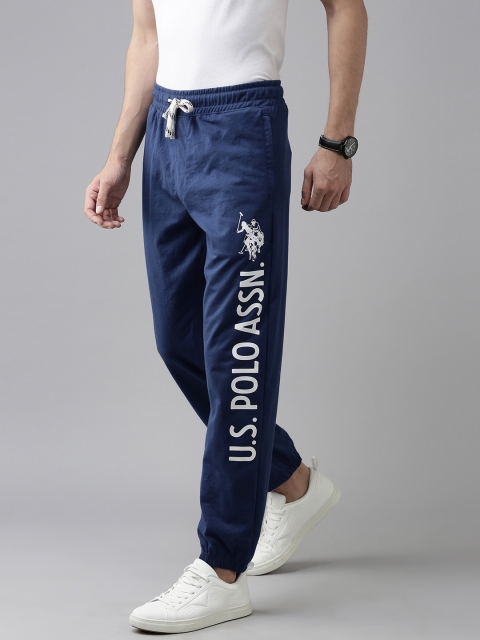 

U.S. Polo Assn. Men Blue Brand Logo Printed Joggers