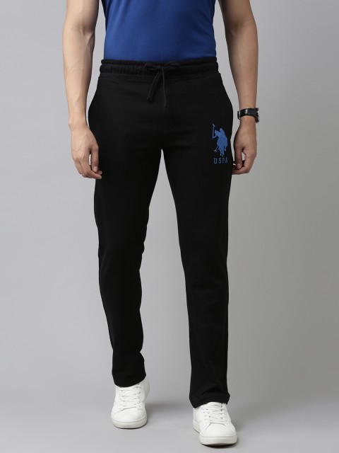 

U.S. Polo Assn. Men Black Solid Slim-Fit Pure Regular Track Pants