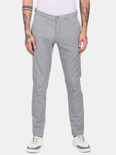 

U S Polo Assn Men Grey Printed Slim Fit Trousers