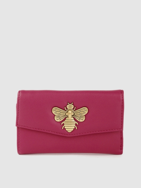 

Accessorize Women Fuchsia Pink & Gold-Toned Honey Bee Studded Two Fold Wallet