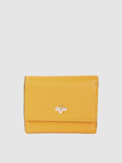

Accessorize Women Mustard Yellow Solid Three Fold Wallet