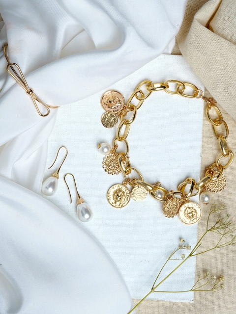 

JOKER & WITCH Gold-Plated White Pearl Beaded Amber Lights Jewellery Set
