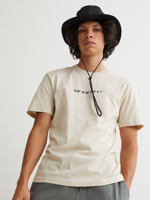 

H&M Mens Beige Cotton T-shirt