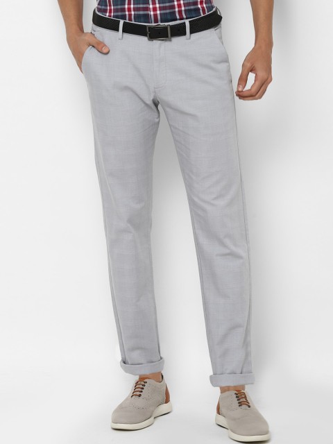 

Allen Solly Men Grey Checked Slim Fit Trousers