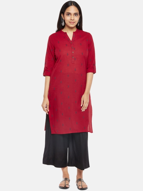 

RANGMANCH BY PANTALOONS Women Red & Black Geometric Printed Kurta