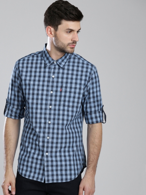 

Levis Men Blue Slim Fit Checked Casual Shirt