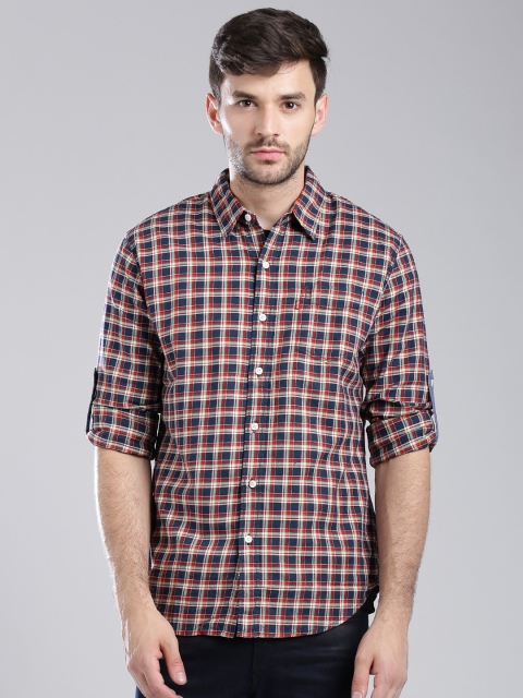 

Levis Men Red Slim Fit Checked Casual Shirt