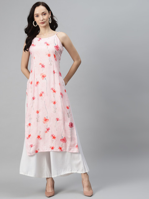 

Rang Gali Women Pink & Red Floral Printed Kurta