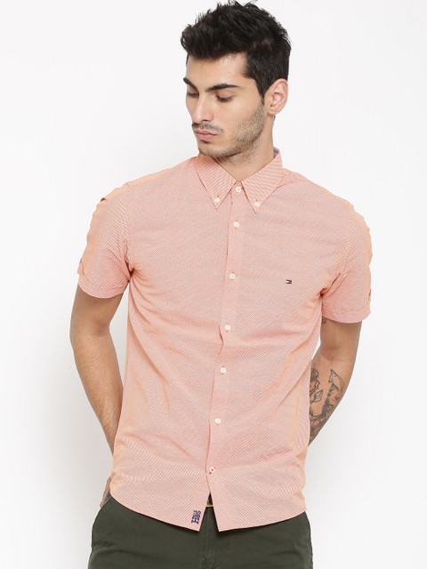 

Tommy Hilfiger Men Orange Slim Fit Printed Casual Shirt