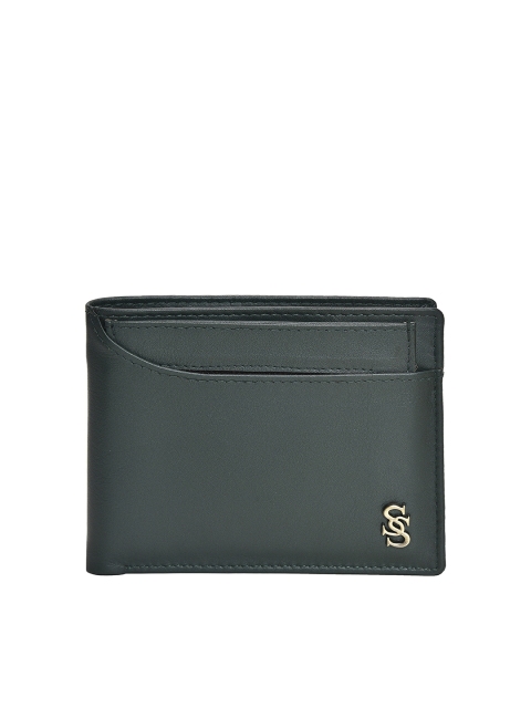 

Second SKIN Men Green Textured Leather Two Fold Wallet