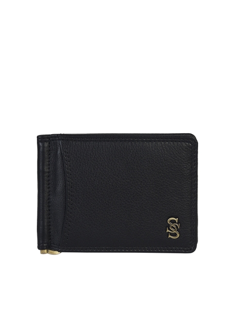 

Second SKIN Men Black Textured Leather Money Clip